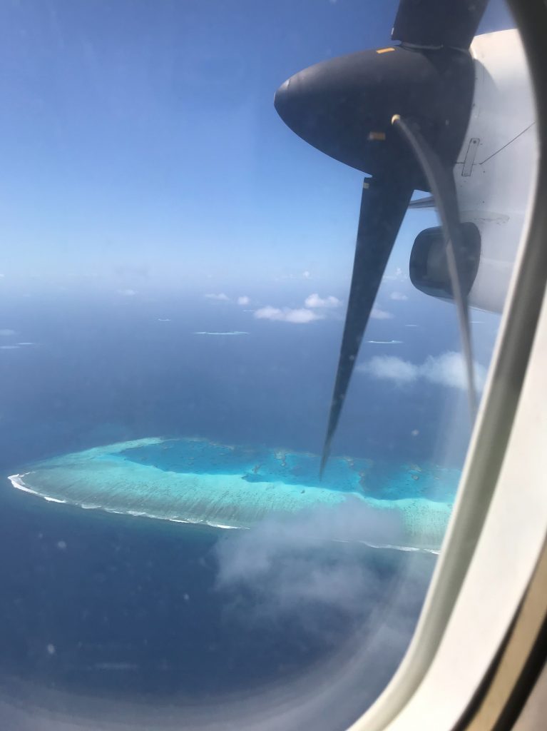 wyspy na Malediwach, widok z samolotu